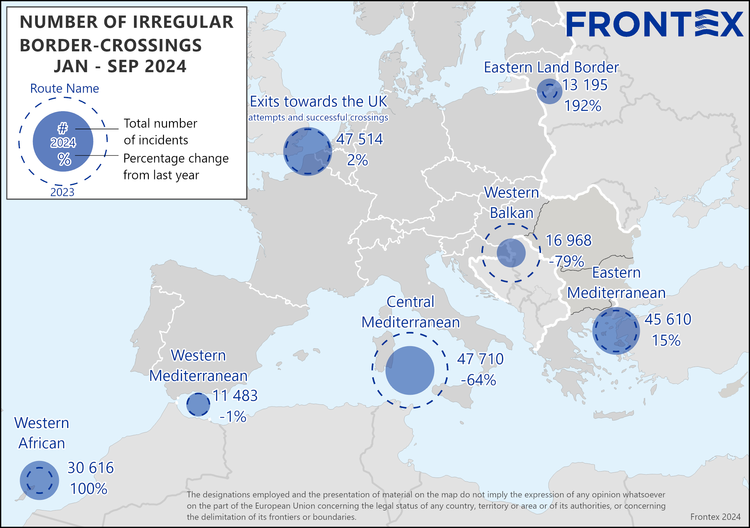 EU external borders Detections down 42 in first 9 months of 2024